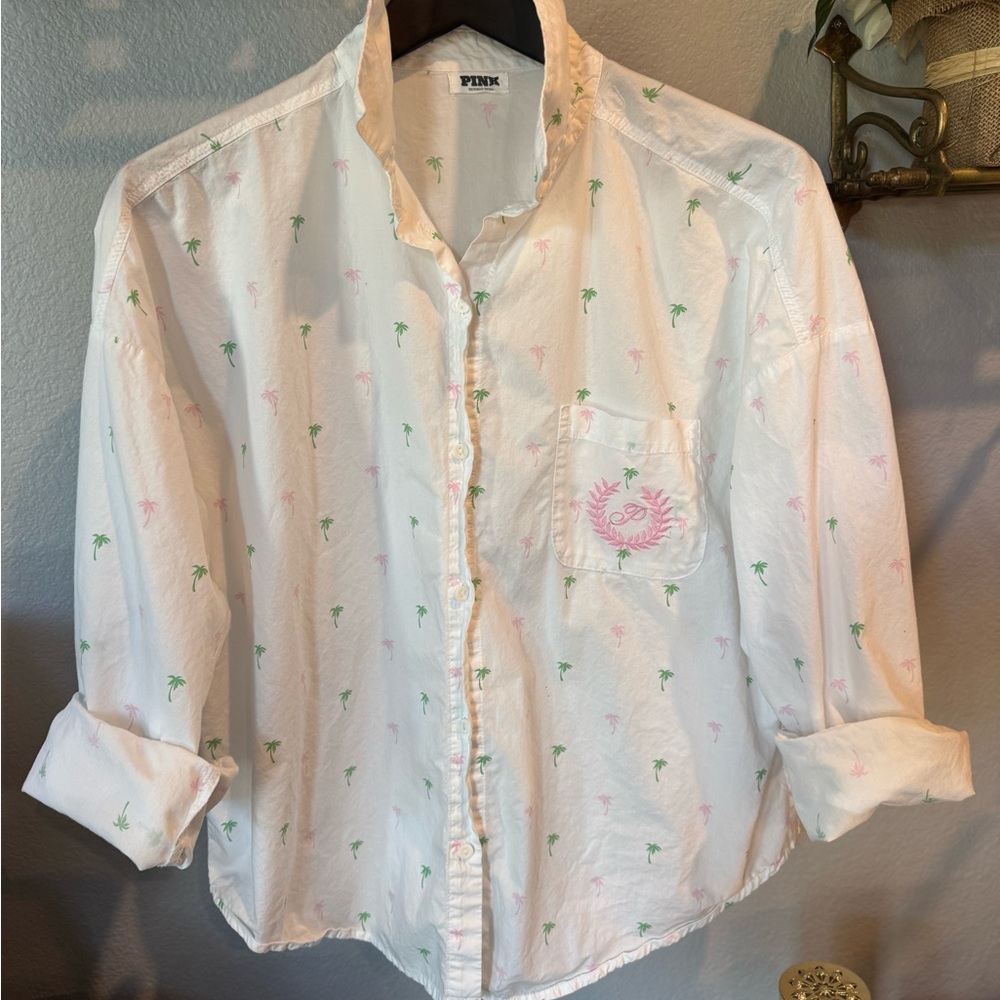 Victoria's Secret Pink and Green Palm Tee